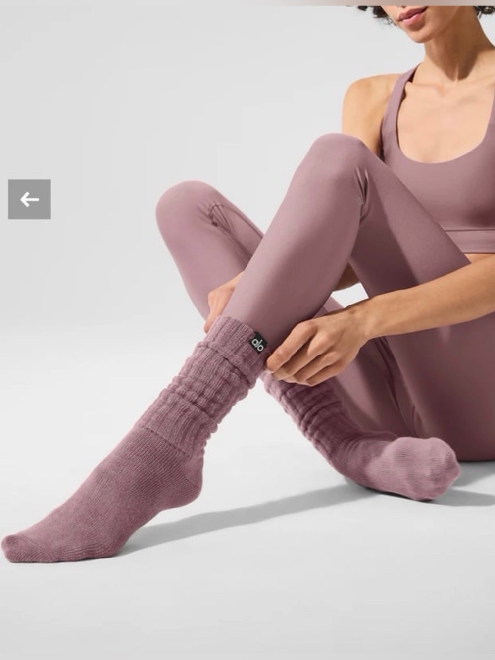 ALO Yoga Unisex Scrunch Smoky Quartz M Socks